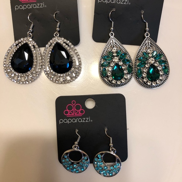 paparazzi Jewelry - Lot of 3 pairs of paparazzi earrings green & blue